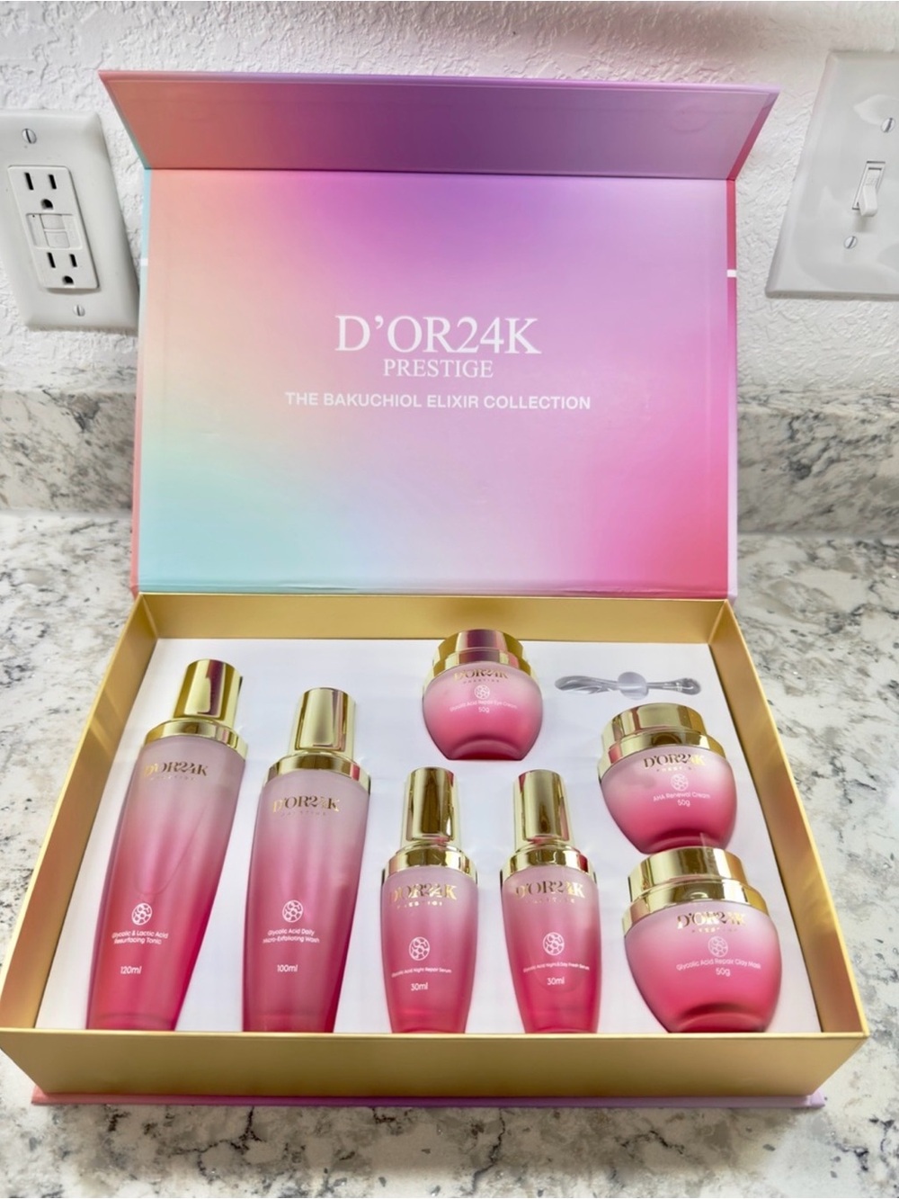 D'OR24K Prestige Pink Bakuchiol Elixir Set - Skin Renewal Serum & Face Oil